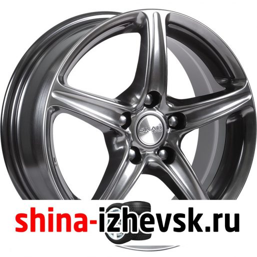 Колесный диск СКАД Слалом 6.5xR16 5×114.3 ET35 DIA67.1 равномерное темное покрытие с зеркальным эффектом хромированной поверхности на черной подложке в Ижевске